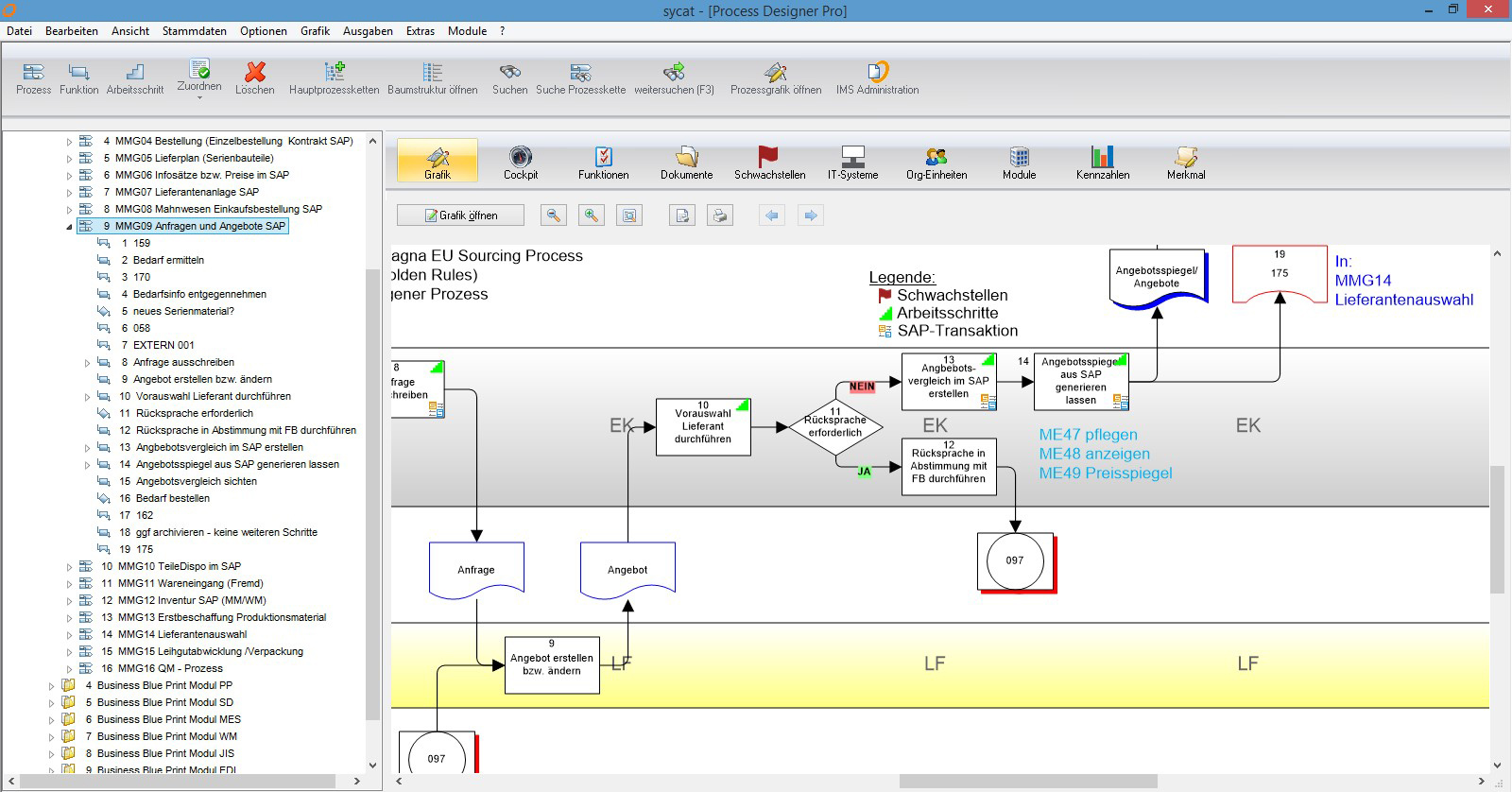 Prozesse zur Einführung von SAP mit definierten und zugewiesenen Transaktionen